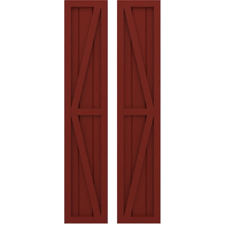 Americraft 3-Board Wood 2 Equal Panel Frmd Board-n-Batten Shutters W/ Dubl Z-Bar, ARW102BF311X72MRH